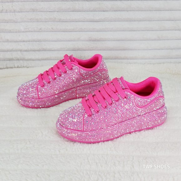 Berness Running Late Chunky Sole Athletic Sneakers in Hot Pink